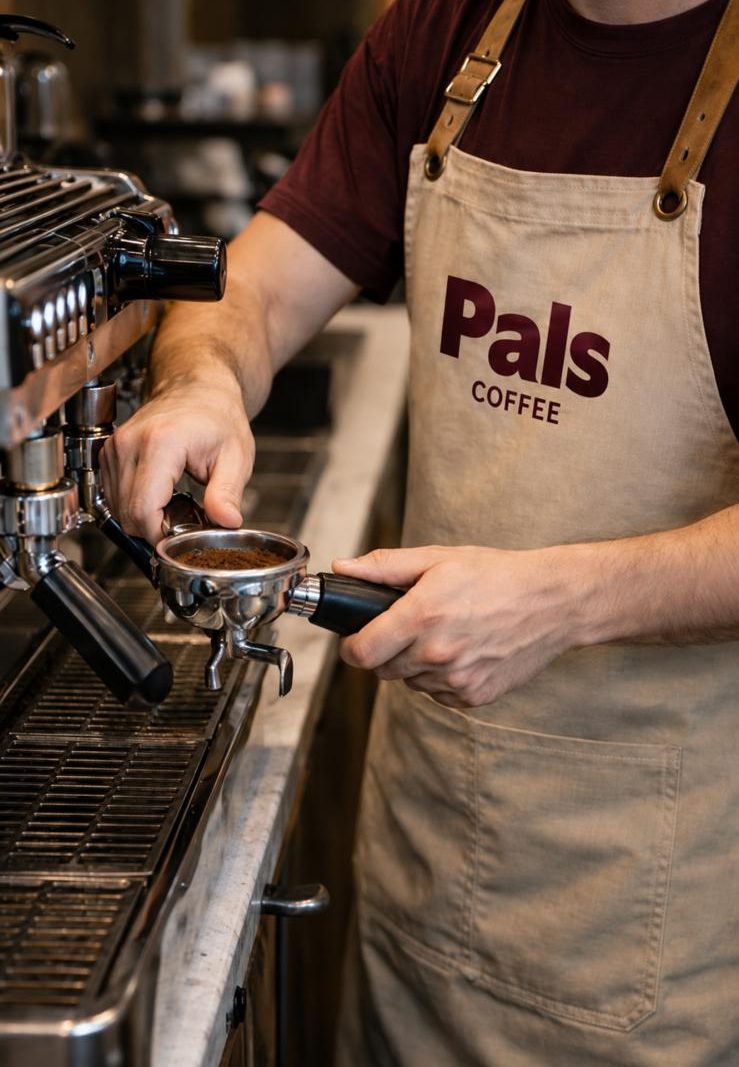 Pals Coffee barista pouring latte art